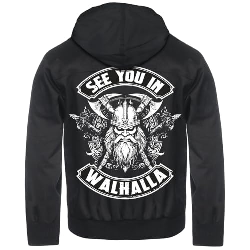 SONS OF ODIN Männer Harringtonjacke mit Kapuze Walhalla northmen viking beard von SONS OF ODIN