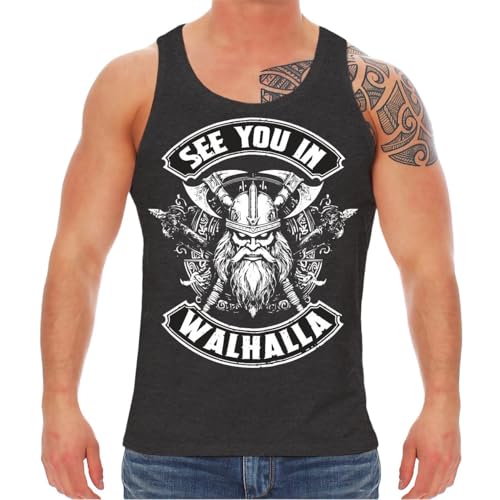SONS OF ODIN Männer Tanktop Träger Shirt Patch See You in Walhalla Wikinger Odin von SONS OF ODIN