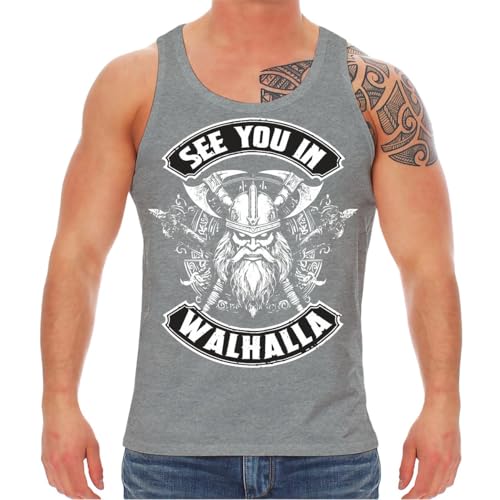 SONS OF ODIN Männer Tanktop Träger Shirt Patch See You in Walhalla Wikinger Odin von SONS OF ODIN