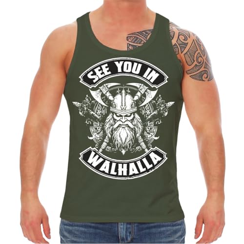 SONS OF ODIN Männer Tanktop Träger Shirt Patch See You in Walhalla Wikinger Odin von SONS OF ODIN