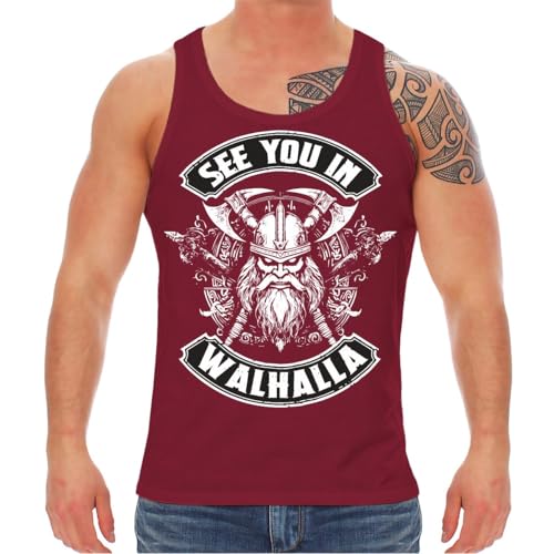 SONS OF ODIN Männer Tanktop Träger Shirt Patch See You in Walhalla Wikinger Odin von SONS OF ODIN