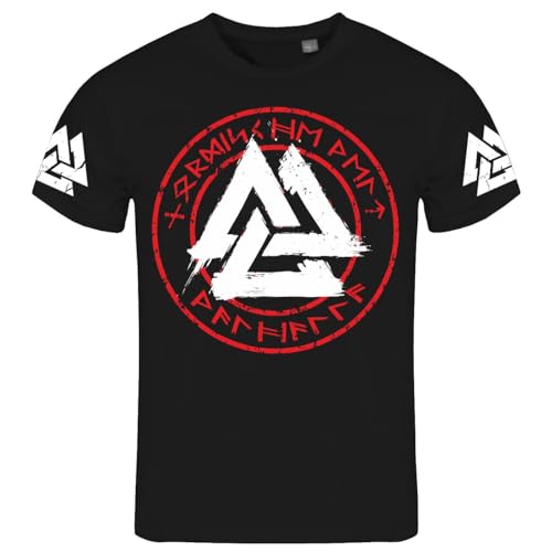 Übergrößen Herren 3XL bis 8XL T-Shirt Vikings Valknut RED White Runenschrift Germanen von SONS OF ODIN