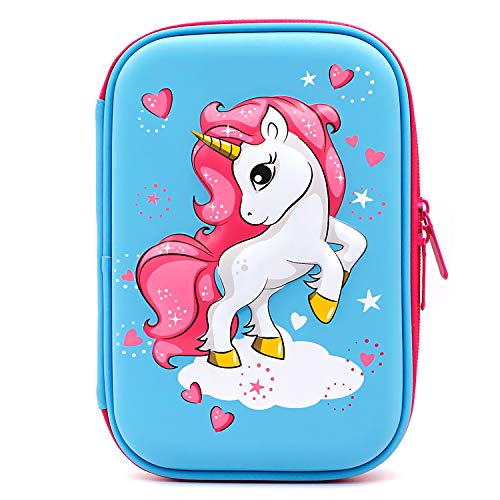 SOOCUTE Federmäppchen mit niedlichem Einhorn-Motiv, Federmäppchen mit Mehreren Fächern, Kosmetiktasche für Mädchen, hellblau, Modern SOOCUTE Federmäppchen mit niedlichem Einhorn-Motiv, Federmäppchen mit Mehreren Fächern, Kosmetiktasche für Mädchen, hellblau, Modern von SOOCUTE