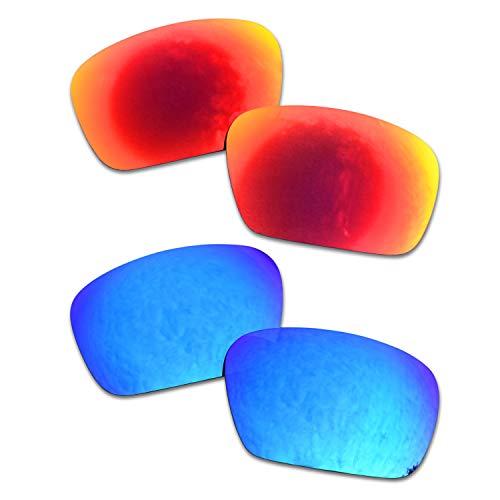 SOODASE Für Oakley Badman Sonnenbrillen Rot/Blau 2 Paare Polarisierte Ersatzgläser von SOODASE