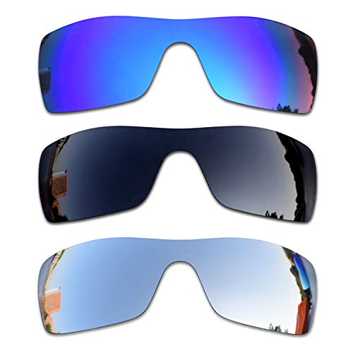 SOODASE Für Oakley Batwolf Sonnenbrillen Blau/Schwarz/Silber Polarisierte Ersatzgläser von SOODASE