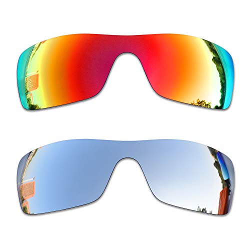 SOODASE Für Oakley Batwolf Sonnenbrillen Rot/Silber 2 Paare Polarisierte Ersatzgläser von SOODASE