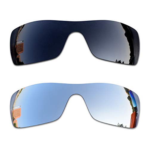 SOODASE Für Oakley Batwolf Sonnenbrillen Schwarz/Silber 2 Paare Polarisierte Ersatzgläser von SOODASE