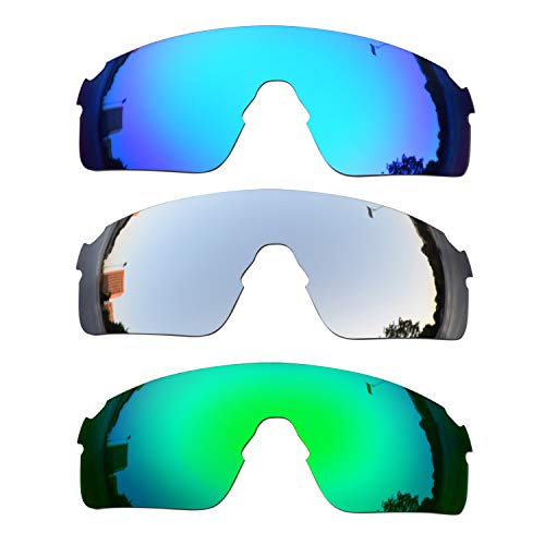 SOODASE Für Oakley EVZero Blades Sonnenbrillen Blau/Silber/Grün Polarisierte Ersatzgläser von SOODASE
