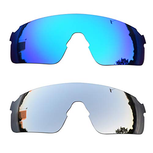 SOODASE Für Oakley EVZero Blades Sonnenbrillen Blau/Silber 2 Paare Polarisierte Ersatzgläser von SOODASE