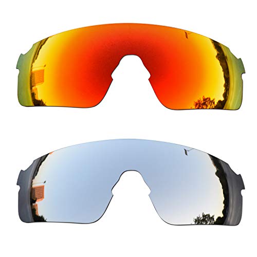 SOODASE Für Oakley EVZero Blades Sonnenbrillen Rot/Silber 2 Paare Polarisierte Ersatzgläser von SOODASE