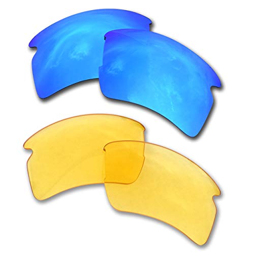 SOODASE Für Oakley Flak 2.0 XL Sonnenbrillen Blau/Durchsichtigs Gelb 2 Paare Ersatzgläser von SOODASE