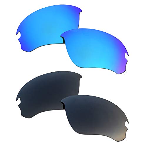 SOODASE Für Oakley Flak Draft Sonnenbrillen Blau/Schwarz 2 Paare Polarisierte Ersatzgläser von SOODASE