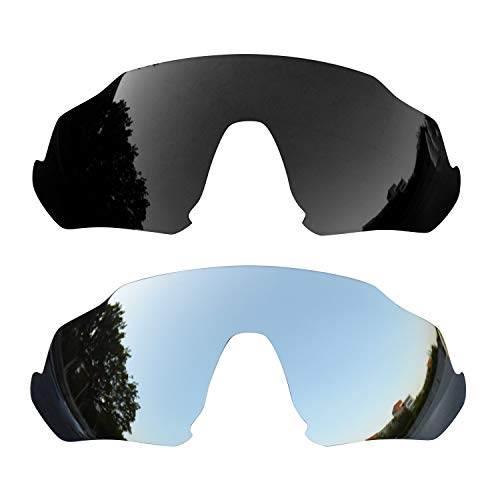 SOODASE Für Oakley Flight Jacket Sonnenbrillen Schwarz/Silber 2 Paare Polarisierte Ersatzgläser von SOODASE