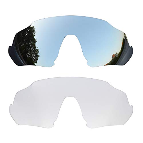 SOODASE Für Oakley Flight Jacket Sonnenbrillen Silber/Transparentes 2 Paare Ersatzgläser von SOODASE