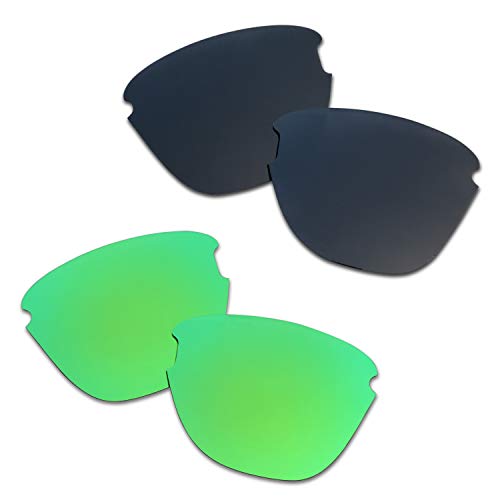 SOODASE Für Oakley Frogskins lite Sonnenbrillen Schwarz/Grün 2 Paare Polarisierte Ersatzgläser von SOODASE