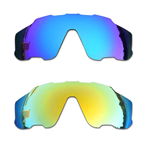 SOODASE Für Oakley Jawbreaker Sonnenbrillen Blau/Gold 2 Paare Polarisierte Ersatzgläser von SOODASE