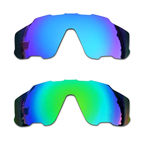 SOODASE Für Oakley Jawbreaker Sonnenbrillen Blau/Grün 2 Paare Polarisierte Ersatzgläser von SOODASE