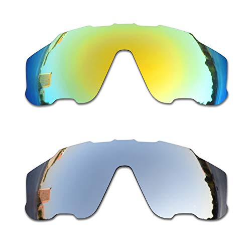 SOODASE Für Oakley Jawbreaker Sonnenbrillen Gold/Silber 2 Paare Polarisierte Ersatzgläser von SOODASE