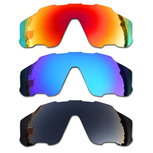 SOODASE Für Oakley Jawbreaker Sonnenbrillen Rot/Blau/Schwarz Polarisierte Ersatzgläser von SOODASE