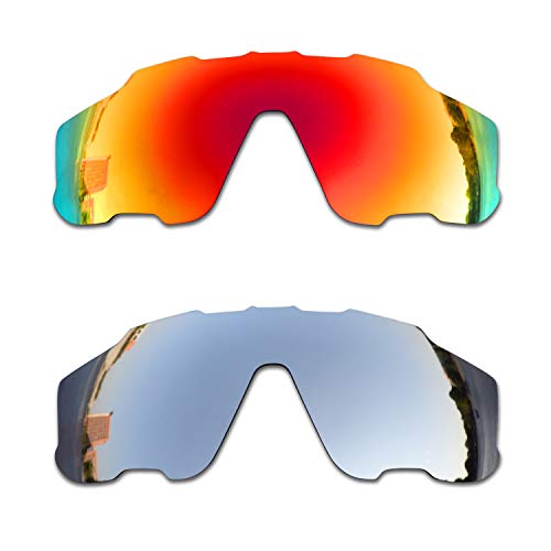 SOODASE Für Oakley Jawbreaker Sonnenbrillen Rot/Silber 2 Paare Polarisierte Ersatzgläser von SOODASE