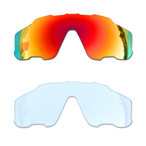 SOODASE Für Oakley Jawbreaker Sonnenbrillen Rot/Transparent 2 Paare Ersatzgläser von SOODASE