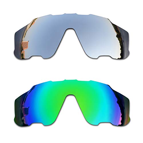 SOODASE Für Oakley Jawbreaker Sonnenbrillen Silber/Grün 2 Paare Polarisierte Ersatzgläser von SOODASE