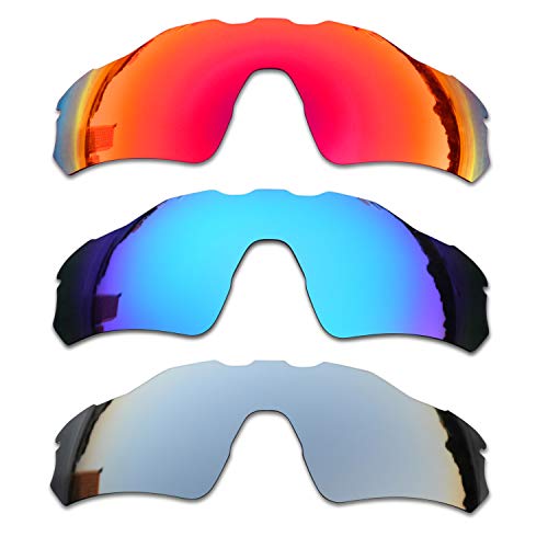 SOODASE Für Oakley Radar EV Path Sonnenbrillen Rot/Blau/SilberPolarisierte Ersatzgläser von SOODASE