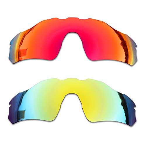 SOODASE Für Oakley Radar EV Path Sonnenbrillen Rot/Gold 2 Paare Polarisierte Ersatzgläser von SOODASE