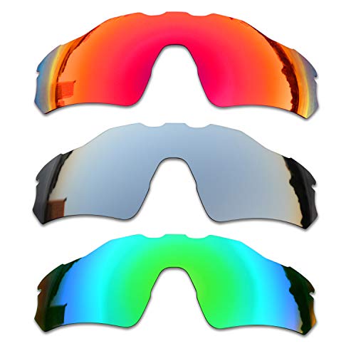 SOODASE Für Oakley Radar EV Path Sonnenbrillen Rot/Silber/Grün Polarisierte Ersatzgläser von SOODASE