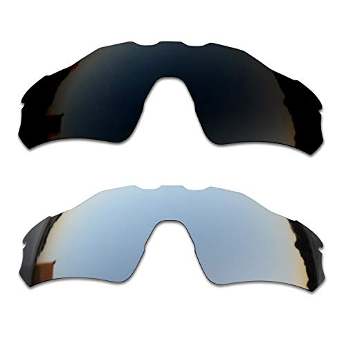 SOODASE Für Oakley Radar EV Path Sonnenbrillen Schwarz/Silber 2 Paare Polarisierte Ersatzgläser von SOODASE