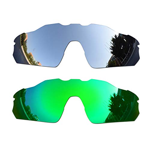 SOODASE Für Oakley Radar EV Pitch Sonnenbrillen Silber/Grün 2 Paare Polarisierte Ersatzgläser von SOODASE