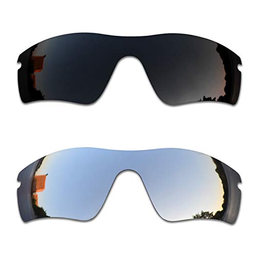 SOODASE Für Oakley Radar Path Sonnenbrillen Schwarz/Silber 2 Paare Polarisierte Ersatzgläser von SOODASE