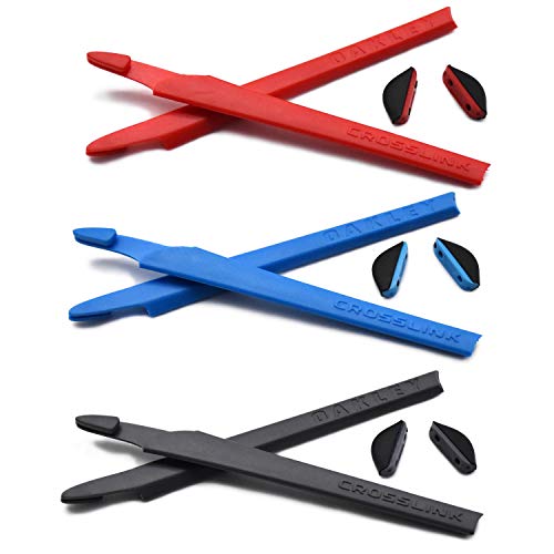 SOODASE Rot/Blau/Grau Ersatz Silikon Rahmenbein Gummi-Kit Für Oakley Crosslink Sonnenbrille von SOODASE