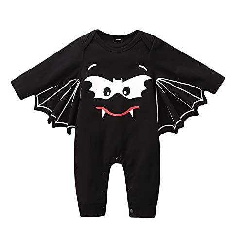 SOONHUA Baby-Overall, Halloween-Strampler für Neugeborene, niedlich, Fledermaus-Kostüm, Baby-Einteiler, warmer Body, Oberbekleidung, All-in-One-Mantel, Oberbekleidung, Schwarz , 12-18 Monate von SOONHUA