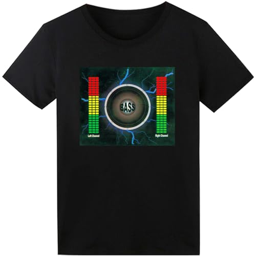 LED T-Shirt für Party Hiphop Cosplay Konzert Geburtstagsgeschenk Christmas Kostüm Sound Aktiviertes Equalizer Shirt DJ T-Shirt von SOOOEC