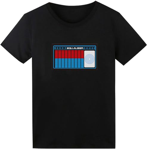 LED T-Shirt für Party Hiphop Cosplay Konzert Geburtstagsgeschenk Christmas Kostüm Sound Aktiviertes Equalizer Shirt DJ T-Shirt von SOOOEC