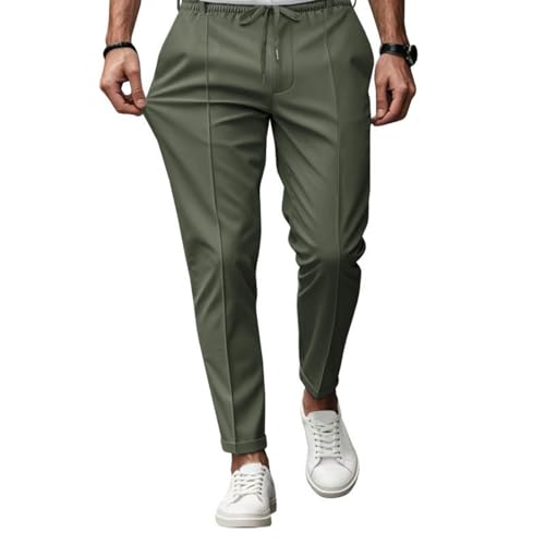 Chino Hose Herren Stretch mit Gummibund Sommerhose Herren Leicht Tapered Fit Stoffhose Elegant Jogginghose Lang Slim Fit Freizeithose Sommer Chino Gummizug von SOOUICKER