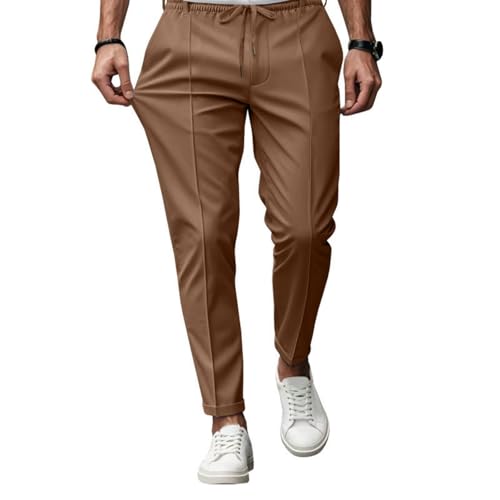Chino Hose Herren Stretch mit Gummibund Sommerhose Herren Leicht Tapered Fit Stoffhose Elegant Jogginghose Lang Slim Fit Freizeithose Sommer Chino Gummizug von SOOUICKER