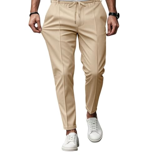 Chino Hose Herren Stretch mit Gummibund Sommerhose Herren Leicht Tapered Fit Stoffhose Elegant Jogginghose Lang Slim Fit Freizeithose Sommer Chino Gummizug von SOOUICKER