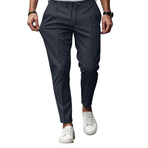Chino Hose Herren Stretch mit Gummibund Sommerhose Herren Leicht Tapered Fit Stoffhose Elegant Jogginghose Lang Slim Fit Freizeithose Sommer Chino Gummizug von SOOUICKER