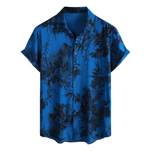 Kurzarmhemd Herren Vintage Hawaii Hemd Männer Blumen Sommerhemden Kurzarm Bunt Freizeithemd Muster Hemd Boho Urlaub Hippie Hawaiihemd Palmen Retro Strandhemd Sommer von SOOUICKER