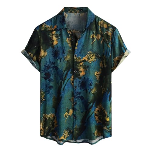 Kurzarmhemd Herren Vintage Hawaii Hemd Männer Blumen Sommerhemden Kurzarm Bunt Freizeithemd Muster Hemd Boho Urlaub Hippie Hawaiihemd Palmen Retro Strandhemd Sommer von SOOUICKER