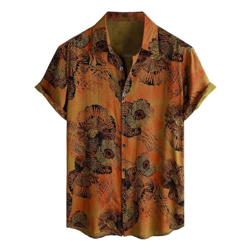 Kurzarmhemd Herren Vintage Hawaii Hemd Männer Blumen Sommerhemden Kurzarm Bunt Freizeithemd Muster Hemd Boho Urlaub Hippie Hawaiihemd Palmen Retro Strandhemd Sommer von SOOUICKER