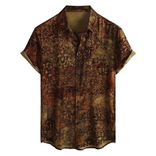 Kurzarmhemd Herren Vintage Hawaii Hemd Männer Blumen Sommerhemden Kurzarm Bunt Freizeithemd Muster Hemd Boho Urlaub Hippie Hawaiihemd Palmen Retro Strandhemd Sommer von SOOUICKER