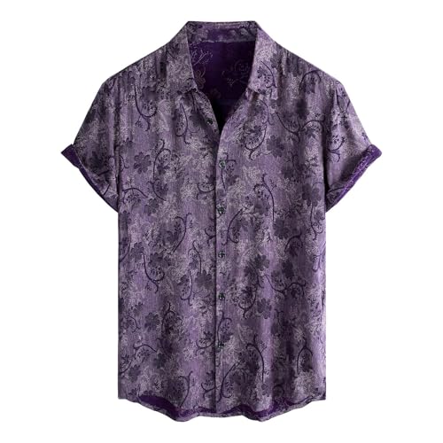 Kurzarmhemd Herren Vintage Hawaii Hemd Männer Blumen Sommerhemden Kurzarm Bunt Freizeithemd Muster Hemd Boho Urlaub Hippie Hawaiihemd Palmen Retro Strandhemd Sommer von SOOUICKER
