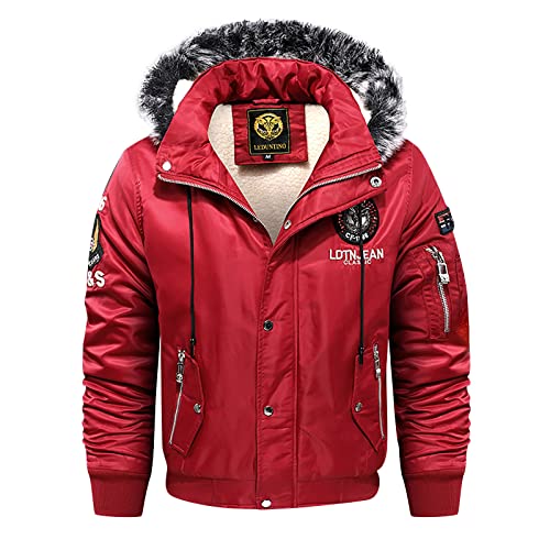 SOOUICKER Abnehmbare Kapuze Fleecejacke Herren Gefüttert Winterjacke Herren Innenfutter Fleecejacke Herren Outdoor Winterjacke Herren Jagd Softshelljacke Herren Winterjacke Herren Mit Fellkapuze von SOOUICKER