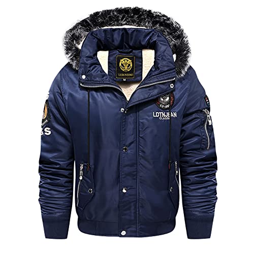 SOOUICKER Abnehmbare Kapuze Fleecejacke Herren Gefüttert Winterjacke Herren Innenfutter Fleecejacke Herren Outdoor Winterjacke Herren Jagd Softshelljacke Herren Winterjacke Herren Mit Fellkapuze von SOOUICKER