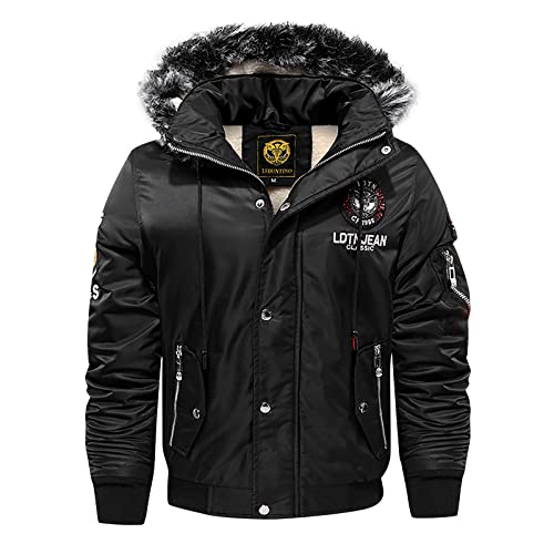 SOOUICKER Abnehmbare Kapuze Fleecejacke Herren Gefüttert Winterjacke Herren Innenfutter Fleecejacke Herren Outdoor Winterjacke Herren Jagd Softshelljacke Herren Winterjacke Herren Mit Fellkapuze von SOOUICKER