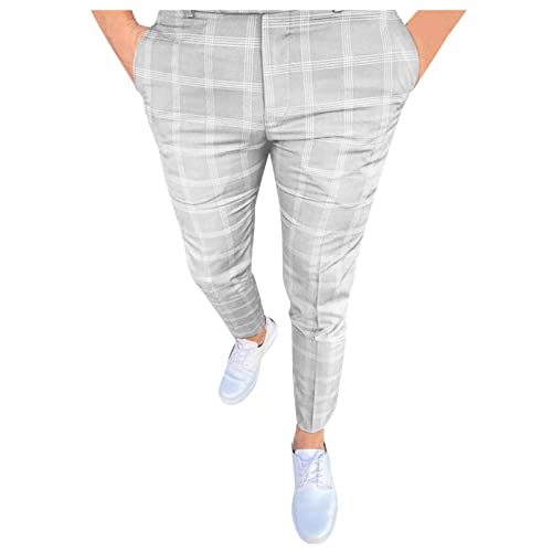 SOOUICKER Anzughose Herren Kariert Chino Hose Herren Slim Fit Stretch Chino Hose Herren Karo Flex Herren Jogginghose Anzug Optik Chino Hose Herren Skinny Fit Chino Hose Herren Eng Elastisch von SOOUICKER