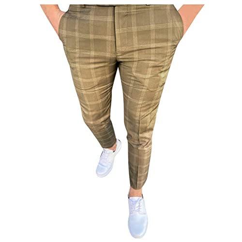 SOOUICKER Anzughose Herren Kariert Chino Hose Herren Slim Fit Stretch Chino Hose Herren Karo Flex Herren Jogginghose Anzug Optik Chino Hose Herren Skinny Fit Chino Hose Herren Eng Elastisch von SOOUICKER